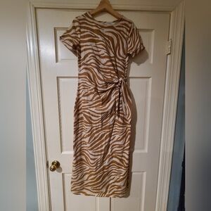 Maurices Brown and White Zebra Pattern Midi Dress